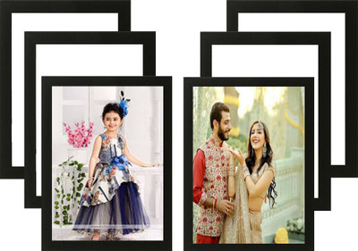 SJM ENTERPRISES Wood Wall Photo Frame(Black, 6 Photo(s), A-4)