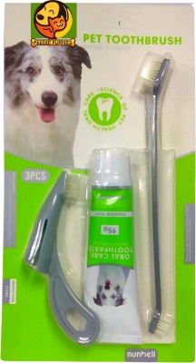 Foodie Puppies Oral Dental Care 3in1 Set for Dogs & Puppies - One Long ToothBrush, One Finger ToothBrush & ToothPaste of Mint Flavour, 95g Pet Toothpaste(Dog, Cats)