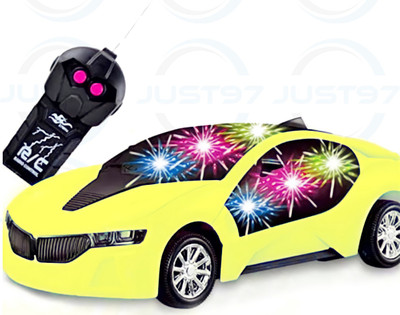 Mahi Zone Wireless Remote Control Fast Modern Car With 3D Light(Yellow)