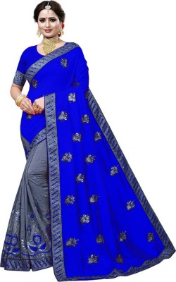 VILISA CREATION Embellished Bollywood Silk Blend Saree(Blue, Grey)