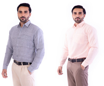 DESHBANDHU DBK Men Self Design Casual Purple, Pink Shirt(Pack of 2)