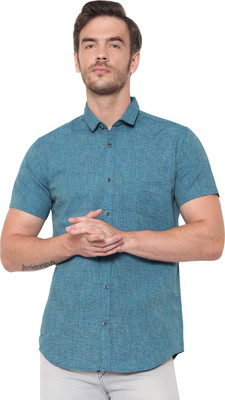 Latest Plus Men Self Design Casual Light Blue Shirt