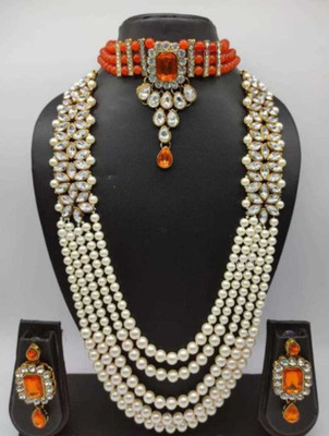 CATALYST Brass Gold-plated Orange Jewellery Set(Pack of 1)