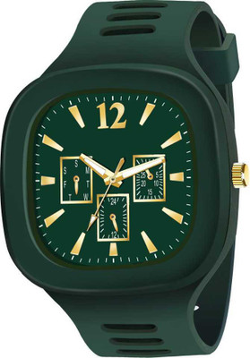 SELPRA Stylish Square Dial Silicone PU Strap Watch Analog Watch  - For Men