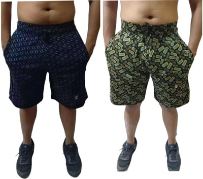 Bikrom Garments Self Design Men Multicolor Regular Shorts, Night Shorts, Basic Shorts