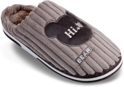 Cassiey Men Men's Winter Fur Slipper Brown Slippers(Brown , 8)