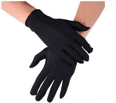 KASHICOM Cotton half glove black Driving Gloves(Black)