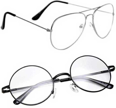 RMKK Round, Aviator Sunglasses(For Men & Women, Clear)