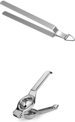 A2SK Roasting Chimta + 2In1 Lemon Squeezer And Opener 27 cm, 21 cm Roasting, Salad, Serving, Utility Tong Set(Pack of 2)