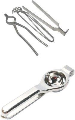 A2SK Roasting chimta + Pakkad & sandasi(SET OF 3) & 2In1 Lemon Squeezer And Opener Kitchen Tool Set(Baking Tools, Juicer, Tong)