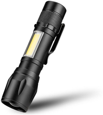 Care 4 USB rechargeable led pocket flashlight with clip. Torch(Black, 10.5 cm, Rechargeable)
