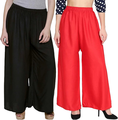 FamBee Relaxed Women Black, Red Trousers