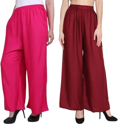 ENZ Relaxed Women Pink, Maroon Trousers