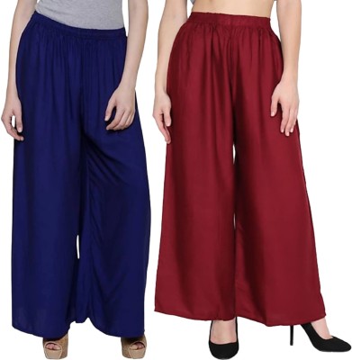 BNS Relaxed Women Blue, Maroon Trousers