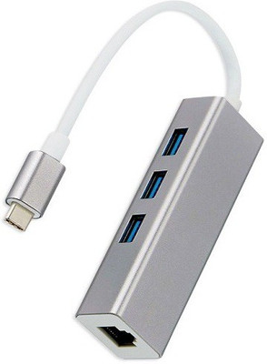 techut Type C 3.1 for RJ45 Ethernet LAN Adapter Cable with 3 Ports usb 3.0 Type C 3.1 for RJ45 Ethernet LAN Adapter Cable with 3 Ports usb 3.0 USB Hub(White)