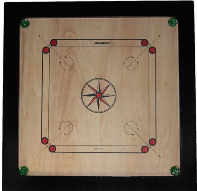 Adrio 2 INCH BORDER (34 INH) WITH WOODEN COINS,POWDER AND COINS,, 84 cm Carrom Board(Multicolor)