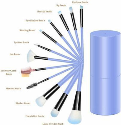 Ladymode Premium Makeup Brush Set with Blue Storage Box (Pack of 12)(Pack of 12)