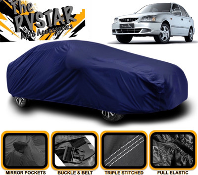 PVSTAR Car Cover For Hyundai Accent (With Mirror Pockets)(Blue)
