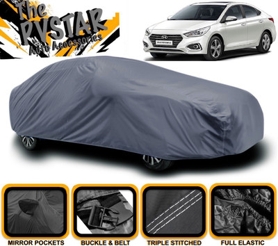 PVSTAR Car Cover For Hyundai Fluidic Verna (With Mirror Pockets)(Grey)