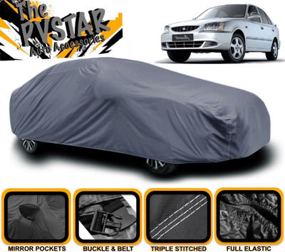 PVSTAR Car Cover For Hyundai Accent (With Mirror Pockets)(Grey)