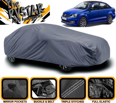 PVSTAR Car Cover For Volkswagen Vento (With Mirror Pockets)(Grey)