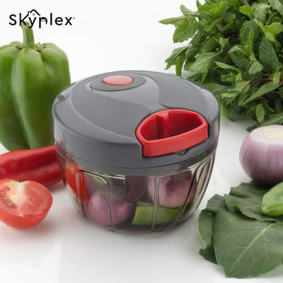 Skyplex by Skyplex Handy Chopper, Vegetable Chopper, Plastic Compact Vegetable Chopper Mini Handy and Compact Chopper with 3 Blades for Effortlessly Chopping Vegetables and Fruits for Your Kitchen, Dori Chopper Hand Meat Grinder Mixer Food Processor Shredder Salad Maker Vegetable Tools Cutter for Ki