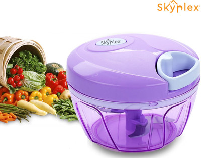 Skyplex by Skyplex Handy Chopper, Vegetable Chopper, Plastic Compact Vegetable Chopper Mini Handy and Compact Chopper with 3 Blades for Effortlessly Chopping Vegetables and Fruits for Your Kitchen, Dori Chopper Hand Meat Grinder Mixer Food Processor Shredder Salad Maker Vegetable Tools Cutter for Ki