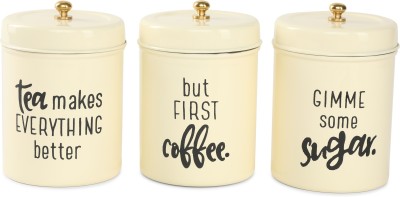 Anantam homes Steel Tea Coffee & Sugar Container  - 850 ml(Pack of 3, White)