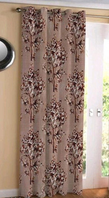 Sehbhagi 153 cm (5 ft) Polyester Semi Transparent Window Curtain Single Curtain(Floral, Brown)