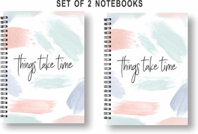 3DS Note book A5 Diary Single ruled 144 Pages(things take time, Pack of 2)