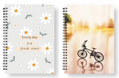 3DS Note book A5 Diary Ruled 80 Pages(flower and cycle, Pack of 2)