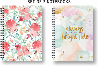 3DS Note book A5 Diary Unruled 144 Pages(roses, bright side, Pack of 2)