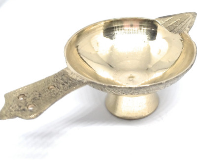 Astrosale Ashtadhatu Diya With Handle In Medium Size To Spread Positive Energy In Your House Brass Table Diya(Height: 1 inch)
