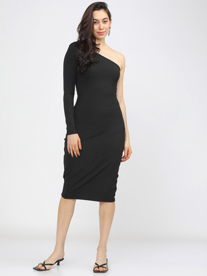 Tokyo Talkies Women Bodycon Black Knee Length Dress