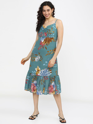 Tokyo Talkies Women A-line Multicolor Midi/Calf Length Dress