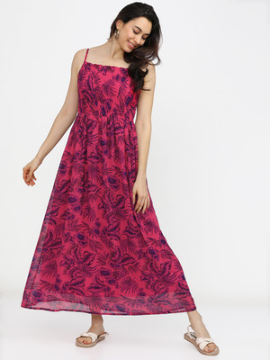 Tokyo Talkies Women Maxi Pink Full Length Dress