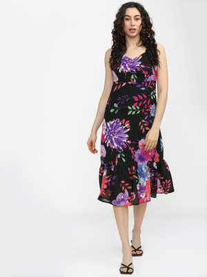 Tokyo Talkies Women A-line Black Midi/Calf Length Dress