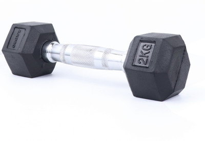 KOBO HOME GYM EXERCISE 2 KG X 2 (Total 4 KG) CARDIO AEROBIC FITNESS GRIPPY HEX RUBBER Fixed Weight Dumbbell(4 kg)