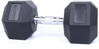 KOBO HOME GYM EXERCISE 20 KG X 2 (Total 40 KG) CARDIO AEROBIC FITNESS GRIPPY HEX RUBBER Fixed Weight Dumbbell(40 kg)