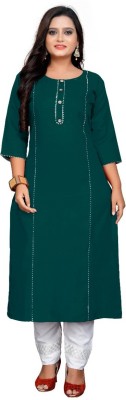 nejadhari tax Women Embroidered A-line Kurta(Dark Green)