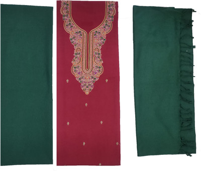 Vrinde Wool Solid, Embroidered Salwar Suit Material