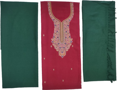 Vrinde Wool Solid, Embroidered Salwar Suit Material