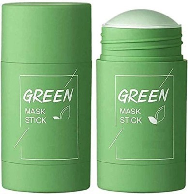 MYEONG Original Green Tea Purifying Clay Stick Mask Oil Control Anti-Acne Eggplant Solid Fine,Portable Cleansing Mask Mud Apply Mask,Green Tea Facial Detox Mud Mask(40 g)
