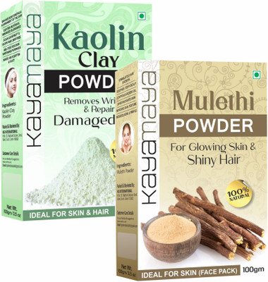 Kayamaya Organic Kaolin Clay+Mulethi Powder Combo - Set of 2(200 g)