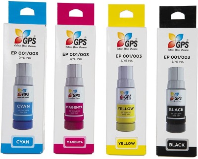 GPS Colour Your Dreams Refil dye Ink for Epson 001 003 Compatible Epson L5190 , L3150 , L3110 , L1110 , L4150 , L6170 , L4160 , L6190 , L6160 (4 Color) Black + Tri Color Combo Pack Ink Bottle