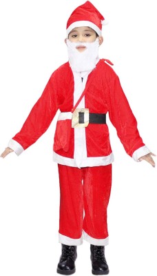 KAKU FANCY DRESSES Santa Clause Christmas Day Costume -Red & White, 9-10 years, For Boys Kids Costume Wear