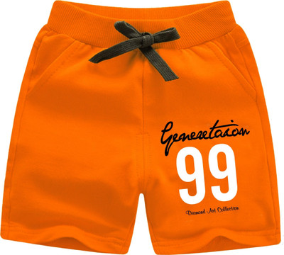 diamond art collection Short For Boys Casual Printed Cotton Blend(Orange, Pack of 1)