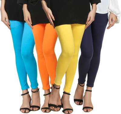 SwaNit Ankle Length  Ethnic Wear Legging(Light Blue, Orange, Yellow, Dark Blue, Solid)