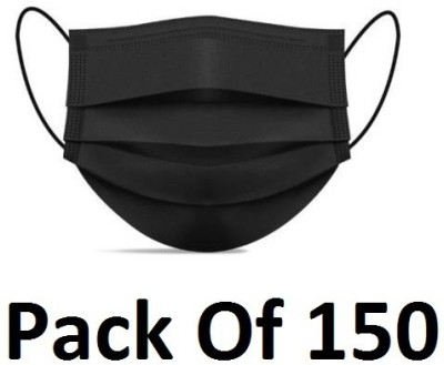 predzthing PREDZTHING 3 Layer Black Disposable Water Resistant Surgical Mask (Black, Free Size, Pack of 150, 3 Ply) 3 PLAYER BLACK DISPOSABLE Surgical Mask(Black, Free Size, Pack of 150, 3 Ply)