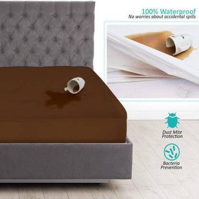 VinSa Zippered Double Size Mattress Cover(Brown)